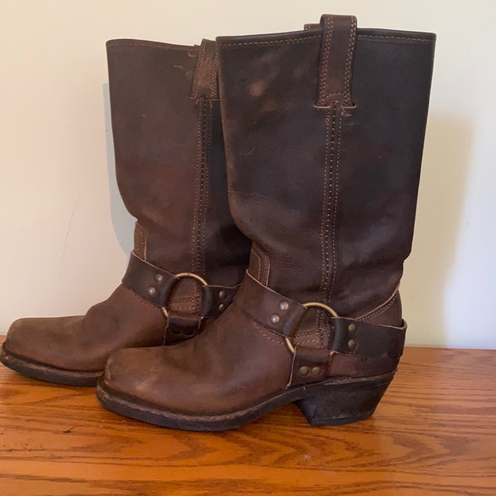 Frye Brown Leather Harness Boot